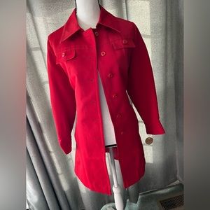 Vintage Ladies Red Spring trench coat jacket no size runs similar to s/m